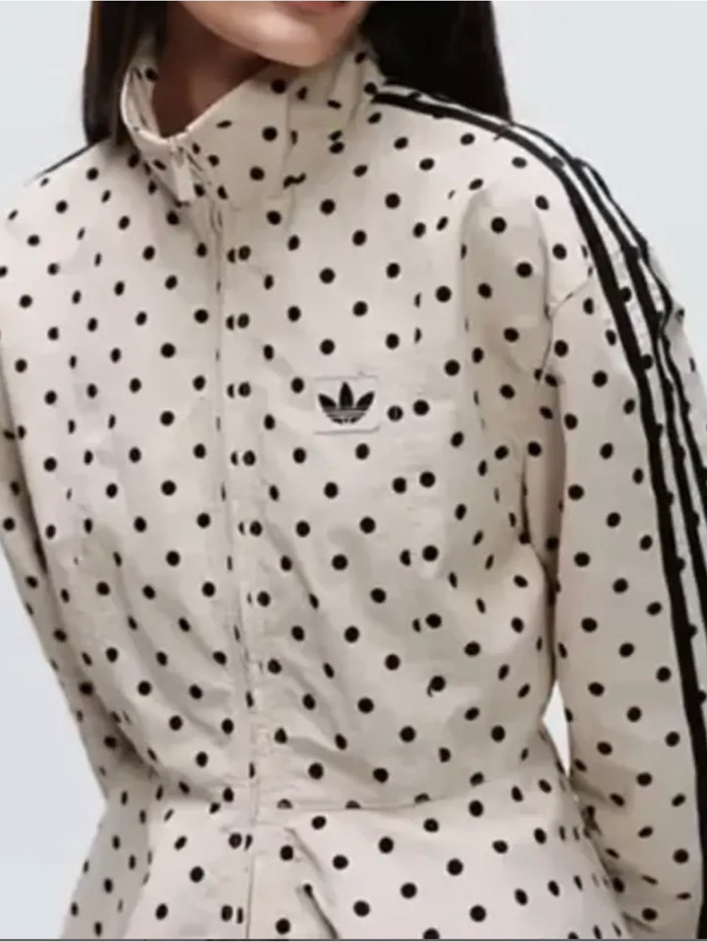 NWT adidas Originals x ASOS Polka dot peplum track jacket size LARGE color Stone - Picture 2 of 6